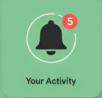 Activity feed showing user interactions.