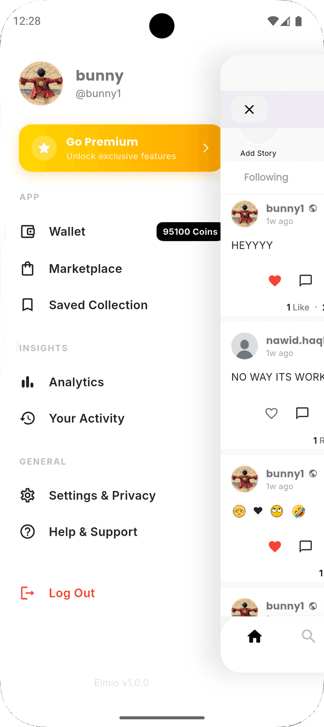 A mockup of the AzraVibe mobile app on a smartphone, showing a light-themed profile page.